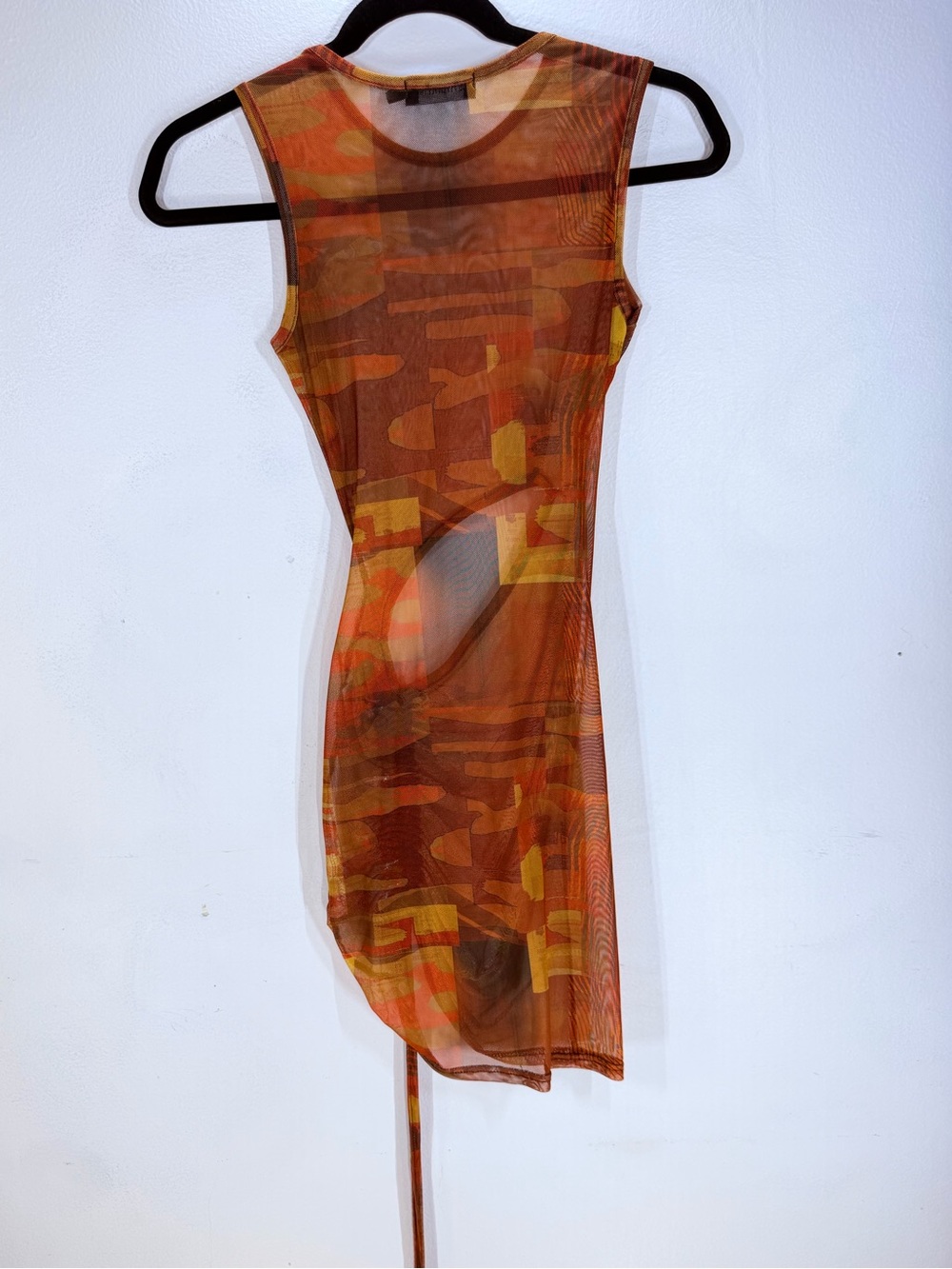 PrettyLittleThing Abstract Mesh Cut Out Ruched Bodycon Mini Dress 2 - Picture 2 of 6